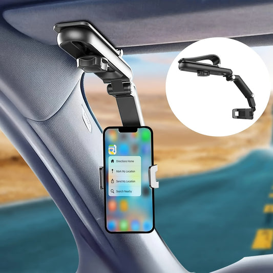 Universal 1080° Rotating Sun Visor Cellphone Car Holder – Multi-Functional Mobile Phone Mount, Fits iPhone 7, 7 Inch Support, Adjustable Viewing Angle