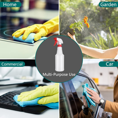 2 Pack Leak-Proof 16oz HDPE Spray Bottles - Adjustable Nozzle, BPA Free for Cleaning, Plants, Pets, Bleach, Vinegar and Alcohol