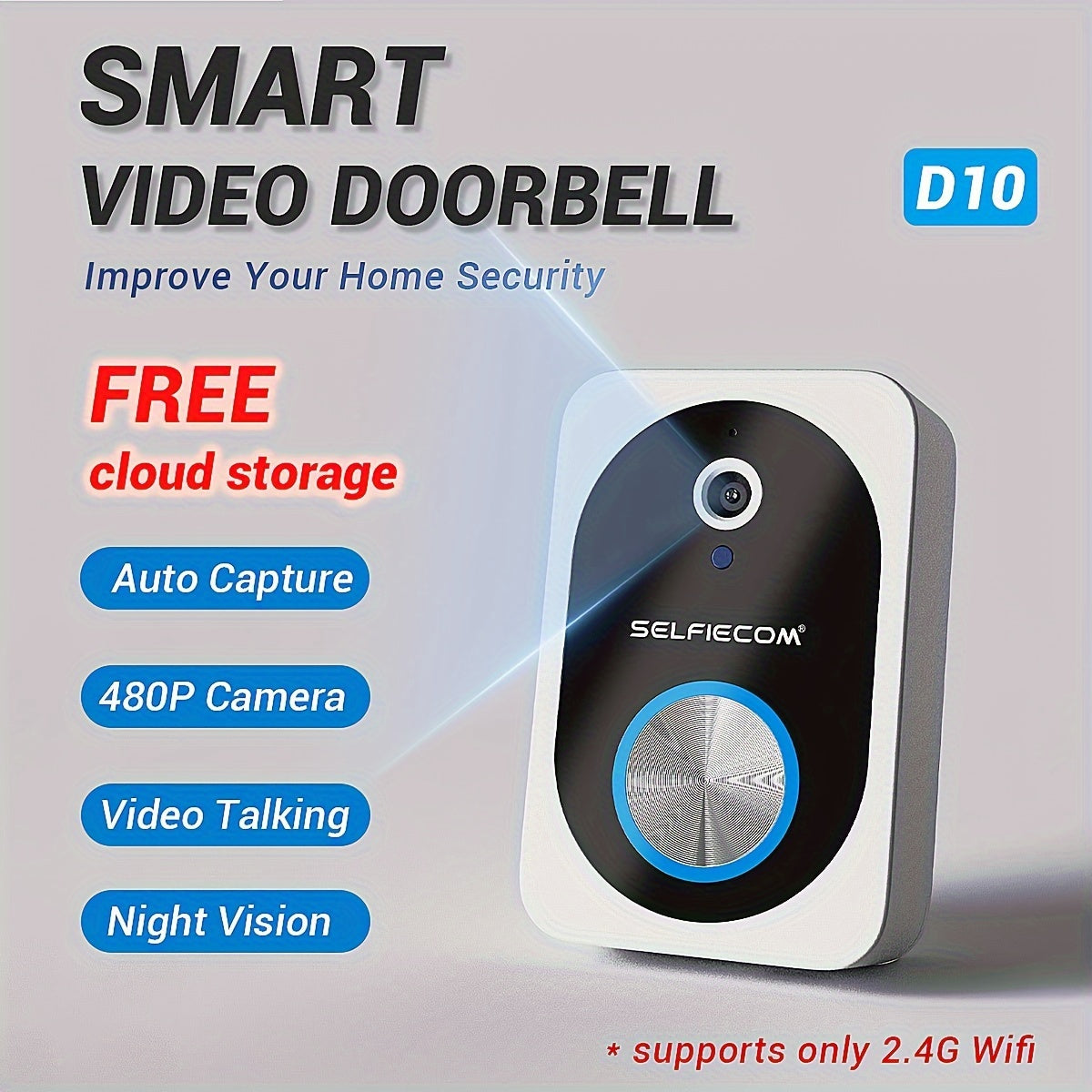 Smart Visual Dingdong Doorbell - 2.4GHz WiFi, HD Night Vision, 480P, APP Remote Video, Two-Way Call, 72 Hours Cloud Storage, Voice Change Function