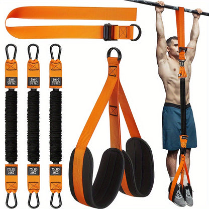 Pull Up Assist Band Set - Adjustable Resistance, Heavy-Duty TPE Fabric, Upgraded Metal Buckle and Cloth Protection | Durable Stretch Fitness Bands for Upper Body Strength | Includes Foot/Knee Rests