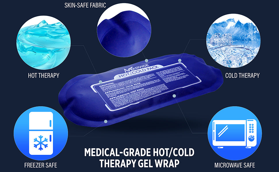 Medvice 2-Pack Reusable Gel Ice & Heat Wraps – Versatile Strap for Injuries, Joint Pain & Muscle Soreness