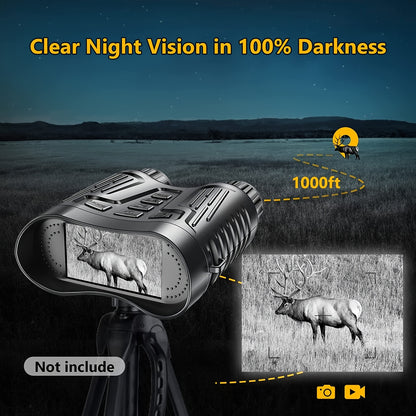 4K Night Vision Goggles – Infrared Binoculars for Adults with Rechargeable Battery, 3.2-inch Screen, Digital Zoom, 32GB Storage Card for Camping Photos & Videos