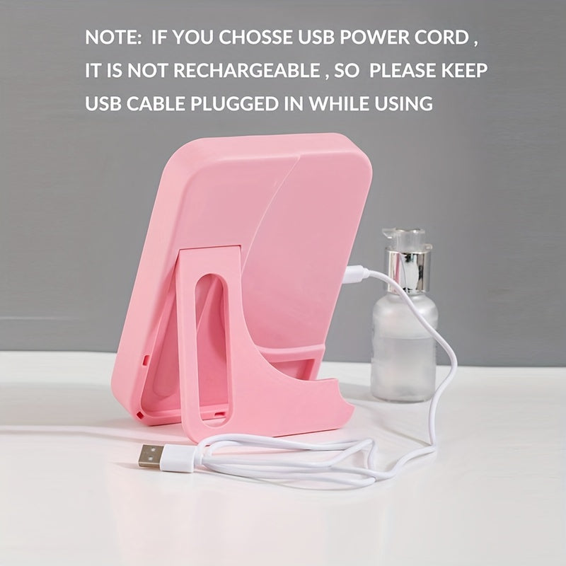 LED Makeup Mirror with Touch Control – 3 Brightness Levels, USB Rechargeable, Portable Vanity Mirror with Adjustable LED Light for Bedroom & Dorm – Gift for Women