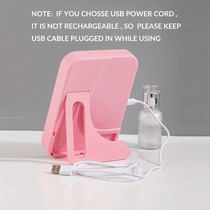LED Makeup Mirror with Touch Control – 3 Brightness Levels, USB Rechargeable, Portable Vanity Mirror with Adjustable LED Light for Bedroom & Dorm – Gift for Women