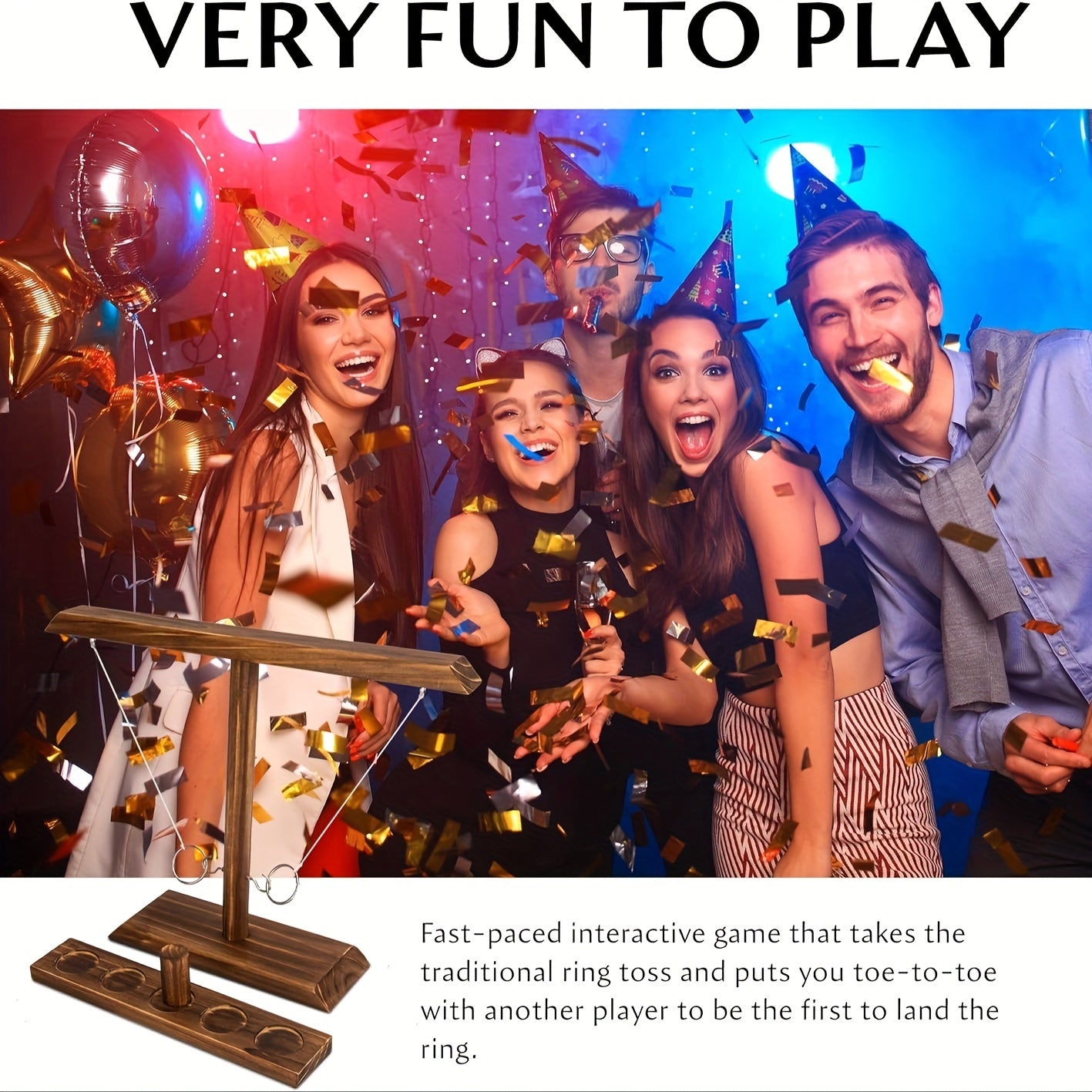 Wooden Hook and Ring Game - Indoor/Outdoor Combat Game for Adults, Perfect for Parties, Booze Fun, and Holiday Gifts