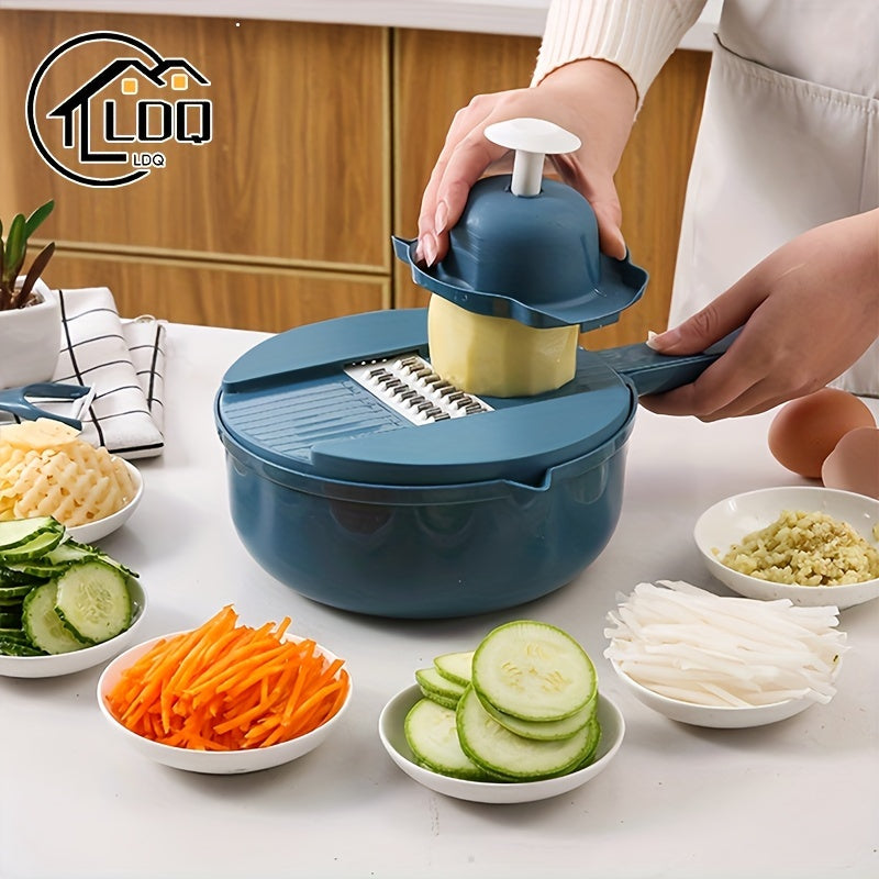 12-in-1 Ultimate Multi-Functional Vegetable Chopper - Cutting, Shredding, Slicing, Grating for Carrots, Potatoes, Radish - Ideal for Hotel, Commercial, Home Kitchens - Eid Al-Adha Mubarak Gift Idea