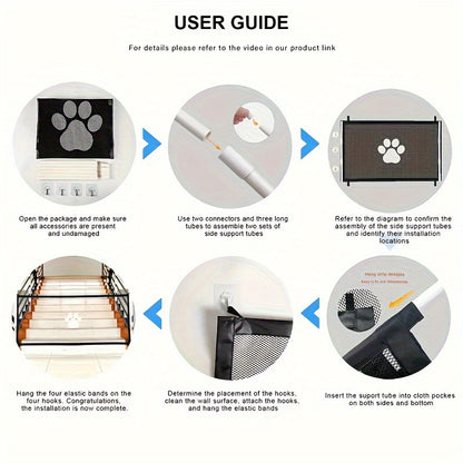 Ultimate Pet Safety Gate – Adjustable, Childproof Mesh Fence for Small Dogs – Quick-Fold, Portable, Easy-Install for Hallways, Doorways, Staircases – Durable Pet-Proof Home Protection