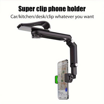 Universal 1080° Rotating Sun Visor Cellphone Car Holder – Multi-Functional Mobile Phone Mount, Fits iPhone 7, 7 Inch Support, Adjustable Viewing Angle