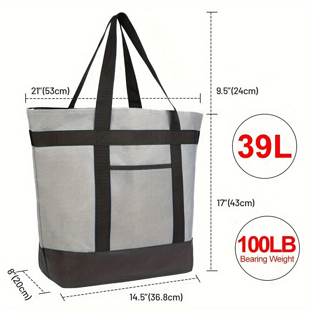 Insulated Reusable Tote Bag – For Grocery Shopping, Food Delivery, and Travel – Keeps Food Cold, Ideal for Doordash/Grubhub, Cooler Bag for Beach/Picnic