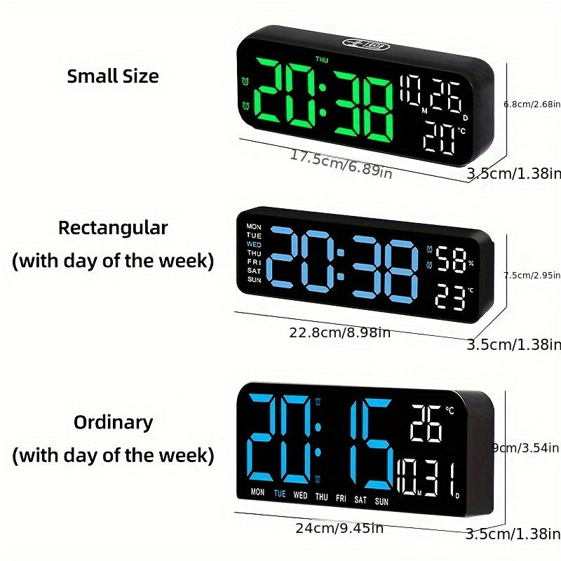 Luminous Large Screen LED Alarm Clock - Week, Temperature, Humidity, Timer Display - Modern Bedroom, Living Room, Office Decor