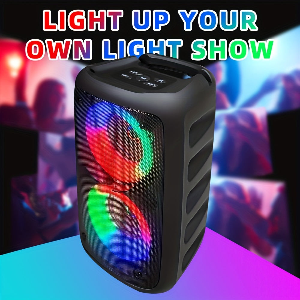 KING LUCKY Boombox Wireless Speaker - Large Stereo Sound, Subwoofer, Outdoor Party Speaker with Microphone, Disco Light, TWS, TF, AUX, MIC, Rechargeable Battery