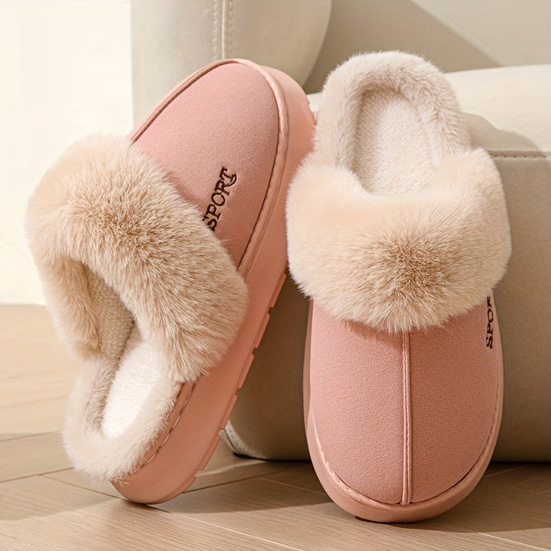 Cozy Women's Slip-On Mules - Soft Fleece Lining, Non-Slip EVA Sole, Casual Solid Color Home Shoes