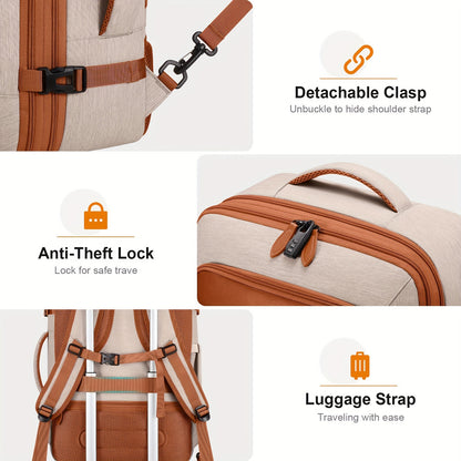 Bagsure 42L Travel Backpack – Flight Approved Expandable Carry-On, Laptop Backpack with Hidden Shoulder Straps, Weekender Bag, Includes Packing Cubes and Shoe Pocket