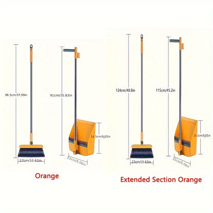 Household Broom and Dustpan Set – Long Handle Floor Cleaning with Rotatable Broom and Comb Tooth Dustpan – Ideal for Home, Kitchen, Office – Cleaning Supplies and Back to School Tool