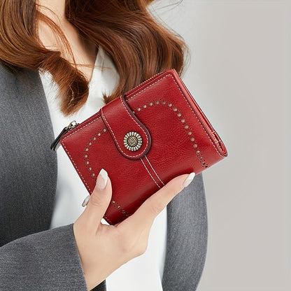 RFID Anti-Theft Women's Wallet - Multi-Card Zipper Buckle, Retro Multi-Functional Short Small Wallet