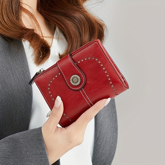 RFID Anti-Theft Women's Wallet - Multi-Card Zipper Buckle, Retro Multi-Functional Short Small Wallet