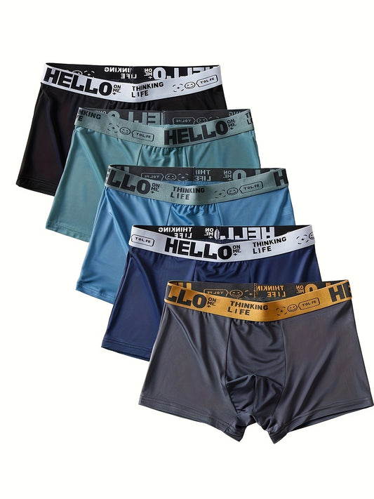 5-Pack Men’s Breathable Ice Silk Boxer Briefs – Ultra Comfy, Elastic, and Durable for Hiking and  Outdoor Activities – Quick-Drying, Semi-Sheer Knit Fabric for Maximum Comfort