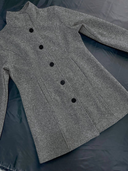 Women's Single-Breasted Overcoat - Solid Color Long Sleeve Casual Outerwear for Fall and Winter