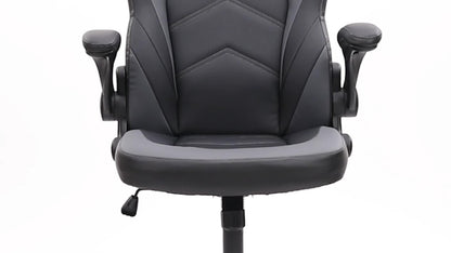 Ergonomic Gaming Chair – PU Leather Home Office Desk Chair with Lumbar Support, Height Adjustable, Big and Tall with Flip-Up Armrests and Swivel Wheels for Adults and Teens