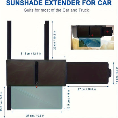 Upgraded Car Sun Visor with Zipper Slider – UV400 Protection, Anti-Glare PC Lens, Side Sunshade for Safe Driving