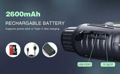 10X Digital Night Vision Binoculars | 9-Level Infrared, 600M Visibility in Darkness with 5000mAh Rechargeable Battery