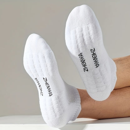 5 Pairs Pure Cotton Sports Socks - Unisex Spring and Summer, Towel Bottom Casual Ankle Boat Socks - Breathable, Sweat-Absorbing, Odorless for Outdoor Sports