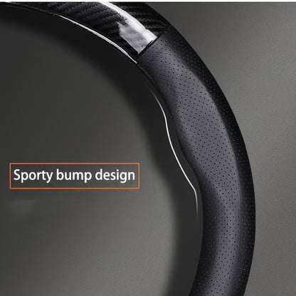 Breathable PU Leather Steering Wheel Cover – Carbon Fiber Pattern, Non-Slip Sporty Grip for Car Steering Wheels