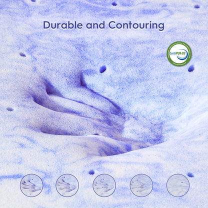 Cooling Gel Infused Memory Foam Twin Mattress Topper: Ventilated Swirl Foam Pad for Pressure Relief & Back Pain,  Bed Topper for Body Support, CertiPUR-US Certified