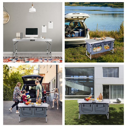 Multi-Functional Camping Table – Foldable & Height-Adjustable, Lightweight Aluminum with Carry Handle, Perfect for Outdoor Adventures, Beach Trips, BBQs, Picnics, Cooking, Festivals & Office Breaks