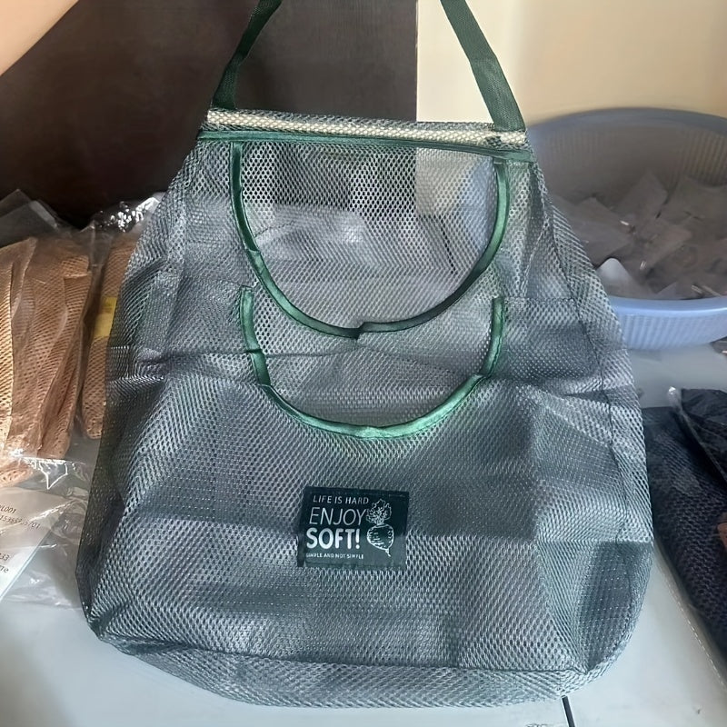Ventilated Mesh Storage Bags for Garlic, Potatoes, Onions – Durable Plastic Hanging Organizer for Kitchen and Pantry – Non-Food Contact Safe, Space-Efficient Storage Solution (1pc)