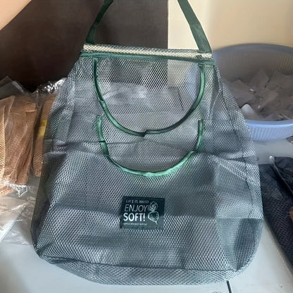 Ventilated Mesh Storage Bags for Garlic, Potatoes, Onions – Durable Plastic Hanging Organizer for Kitchen and Pantry – Non-Food Contact Safe, Space-Efficient Storage Solution (1pc)