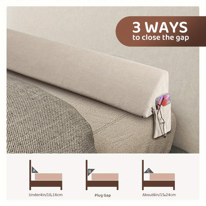 Ergonomic Bed Wedge Pillow - Supportive Memory Foam Triangle Bolster for Headboard & Mattress Gap Filler - Reading & Sleeping Comfort - Available in Queen, King, Twin, Full Size (6''x6'') - Grey/Beige