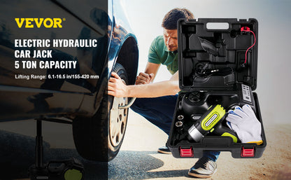 VEVOR 5 Ton 12V Electric Car Jack Kit – Portable Hydraulic Jack with Impact Wrench & LED Light for Tire Lifting and Car Repair (13.5–36cm)