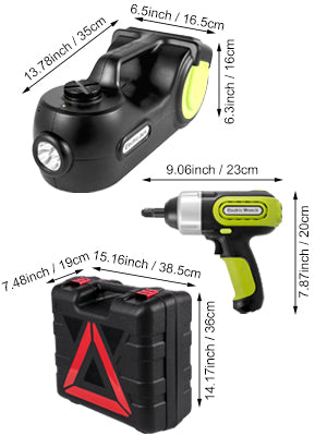 VEVOR 5 Ton 12V Electric Car Jack Kit – Portable Hydraulic Jack with Impact Wrench & LED Light for Tire Lifting and Car Repair (13.5–36cm)