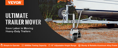 VEVOR 5000lbs Electric Trailer Dolly – 12V Jockey Wheel with 22 ft/min Speed & Adjustable Height for Caravan & Boat Moving