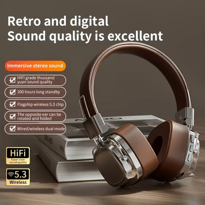 Long-Lasting 128 Hrs Standby Wireless Headphones - High-Fidelity Sound, ENC Noise-Cancelling Mic, Multi-Device Connection - Ideal for Work & Leisure
