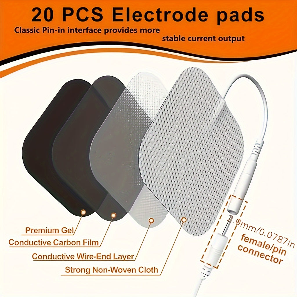 20pcs Premium Latex-Free Electrode Pads – Compatible with 2mm Pin Connector Lead Wires, High-Quality Replacement for Efficient Machine Performance