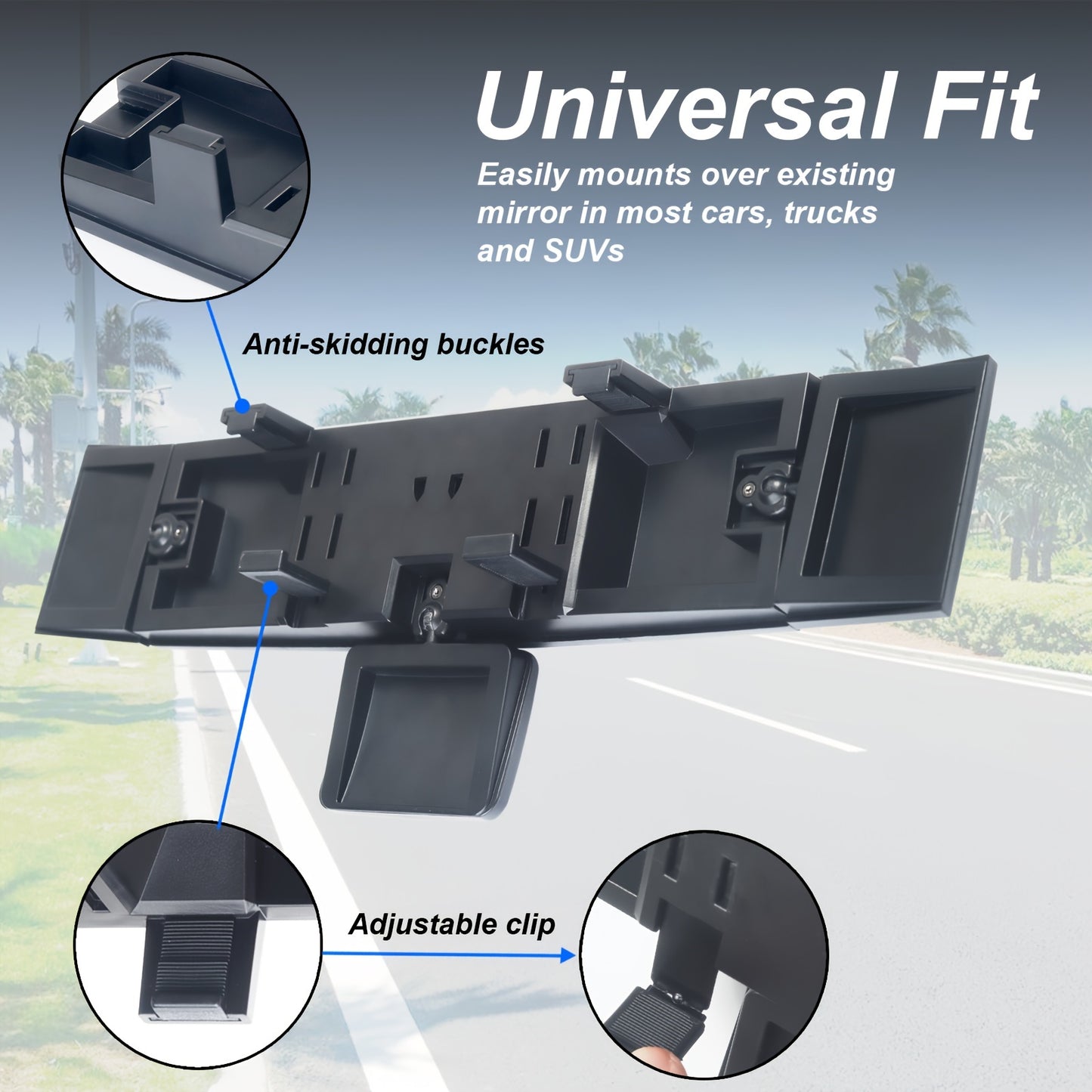 Foldable Car Mirror - Multifunctional Swiveling Adjustable with Quadruple Folding for Enhanced Field of View