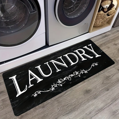 Black and White Text Pattern Rug – Soft, Comfortable, Waterproof Non-Slip Floor Mat, Absorbent and Machine Washable for Kitchen, Living Room, Bedroom, Hallway, Bathroom