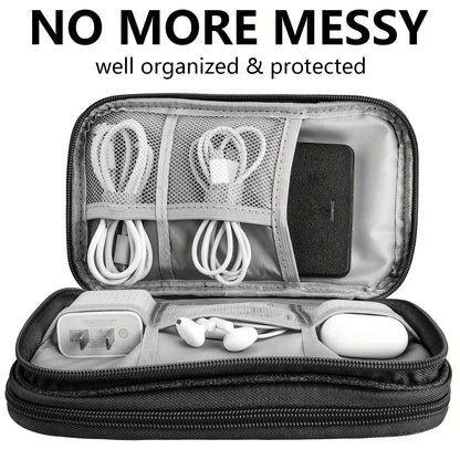8 Compartment Travel Organizer with Waterproof Pockets - Ideal for Organizing Electronics and Accessories on the Go
