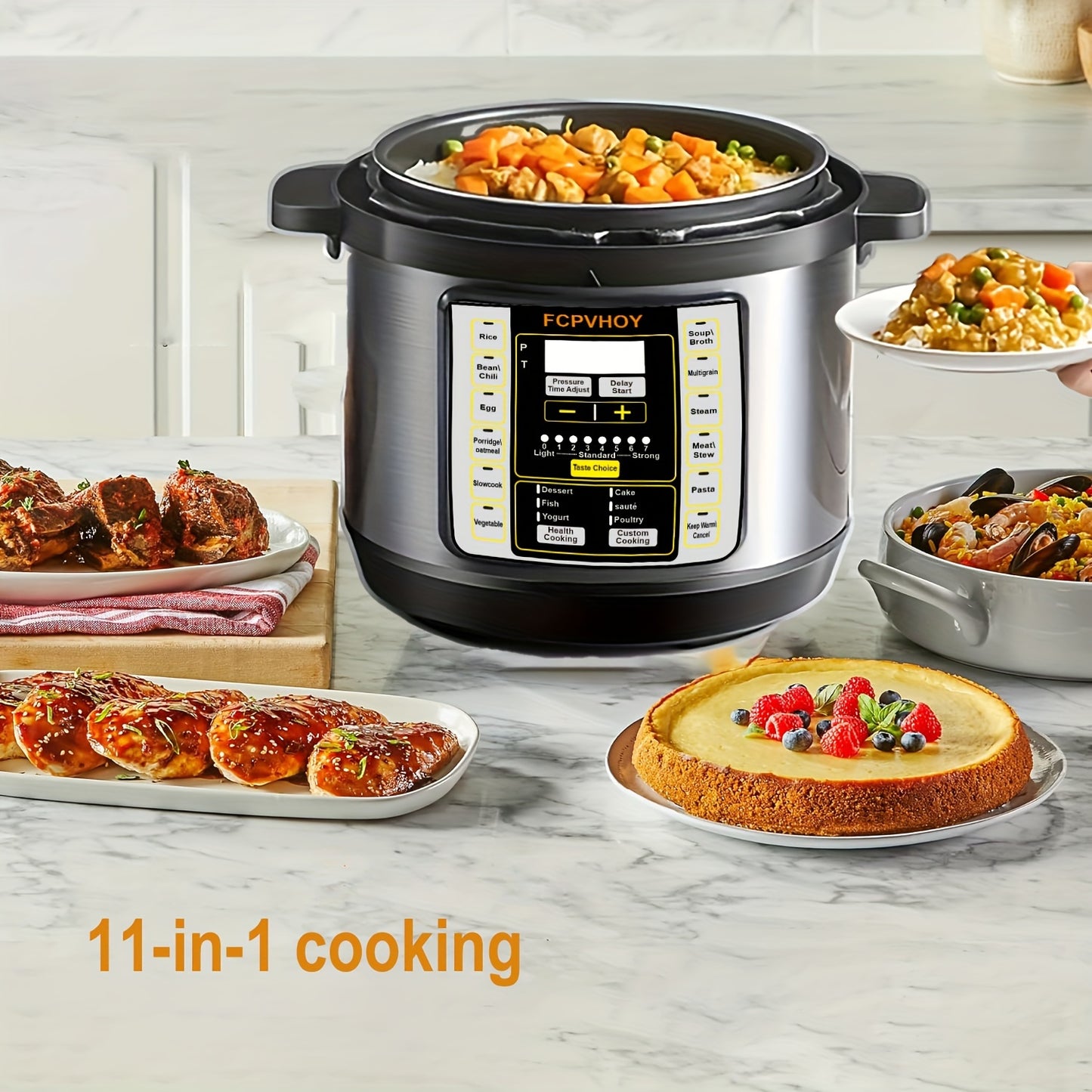 6 qt 11-in-1 Instant Multi Cooker – Electric Pressure Cooker with Safer Venting, Rice Cooker, Soup Maker and More – 1000W Stainless Steel, One-Touch Operation