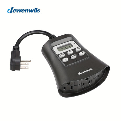 7 Day Programmable Outdoor Digital Light Timer Plug - Weather-Resistant with 3 Grounded Outlets, Energy-Efficient for Patio, Garden, and Seasonal Lighting