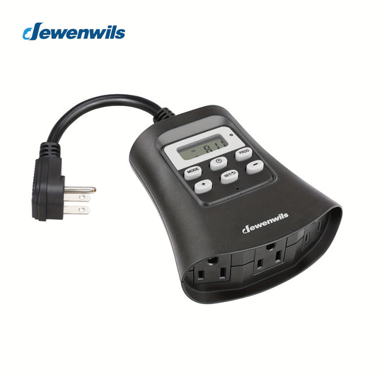 7 Day Programmable Outdoor Digital Light Timer Plug - Weather-Resistant with 3 Grounded Outlets, Energy-Efficient for Patio, Garden, and Seasonal Lighting