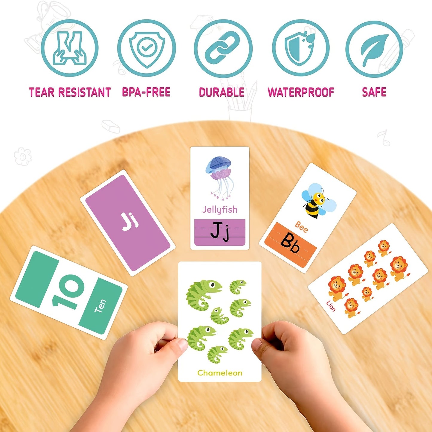 58pcs Double-Sided Alphabet Drawing Cards – Learning Colors, Numbers, Shapes, Animals, ABC Letters, and Common Words, Perfect for Halloween & Christmas Gifts