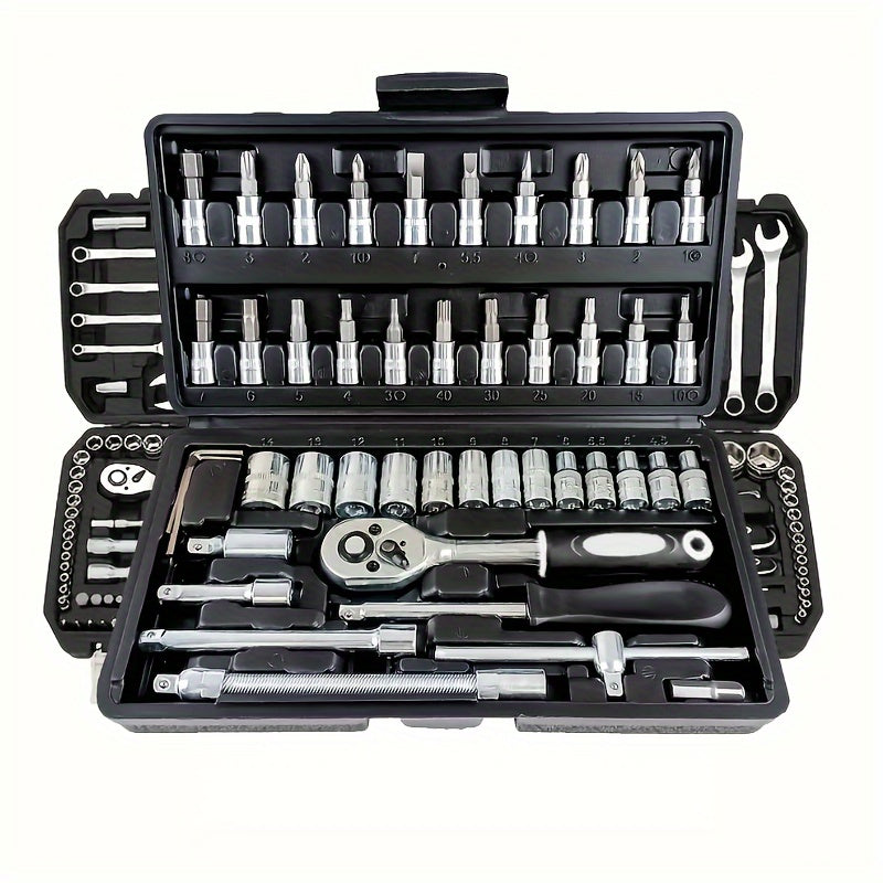 Car Repair Tools Set: Multi-Purpose Automotive Maintenance Kit with Ratchet Torque Wrench & Screwdrivers, Portable for Auto, Bike, and Motorcycle