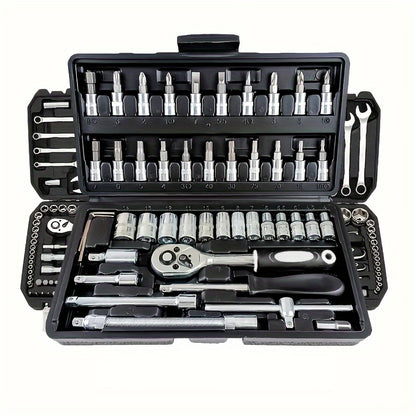 Car Repair Tools Set: Multi-Purpose Automotive Maintenance Kit with Ratchet Torque Wrench & Screwdrivers, Portable for Auto, Bike, and Motorcycle