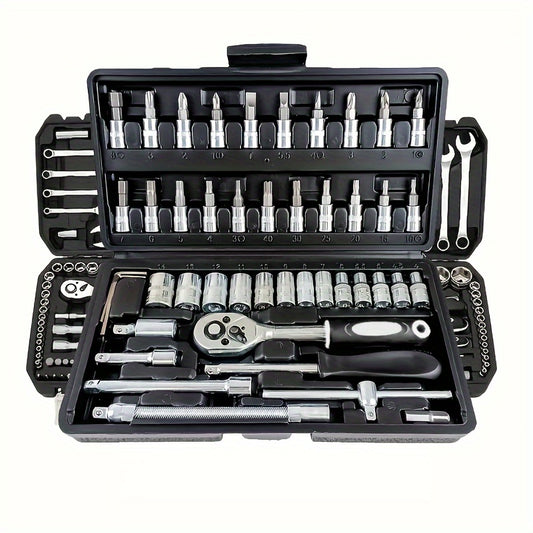 Car Repair Tools Set: Multi-Purpose Automotive Maintenance Kit with Ratchet Torque Wrench & Screwdrivers, Portable for Auto, Bike, and Motorcycle