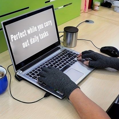 Fingerless Compression Gloves for Women and Men - Hand Joint Wraps, Sports Hand Support Thumb Gloves for Typing, Daily Work, and Hand Care - Open Finger Fit