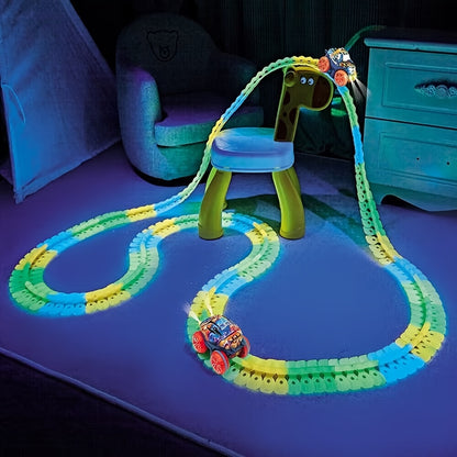 Colorful Luminous Electric Rail Car Set - Hangable Race Track Toy for Boys and Girls, Ideal for Birthdays, Christmas, Halloween (Battery Not Included)
