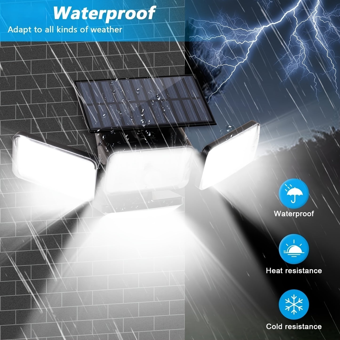 2Pcs Super Bright Solar Motion Sensor Outdoor Floodlight – 4 Adjustment Modes, Intelligent Auto Adjust, Remote Control